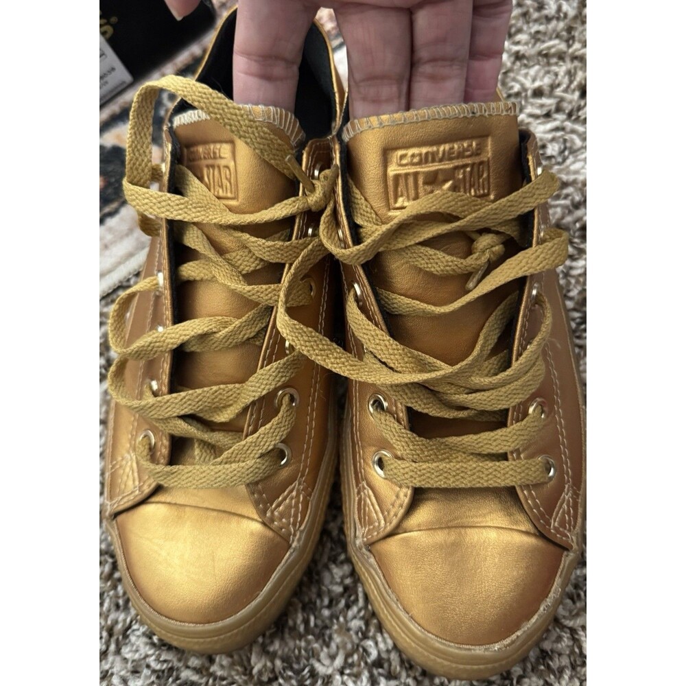 Converse All Star Gold Metallic Ox Lo Top Sneaker 653107C Big Kids 5.5 M4.5 W6